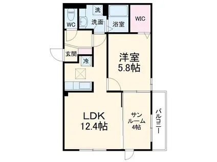 DHOUSEノース(1LDK/1階)の間取り写真