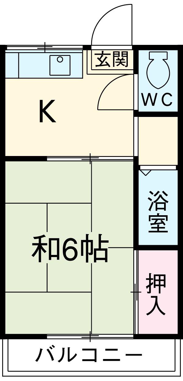 やよい荘(1K/1階)の間取り写真