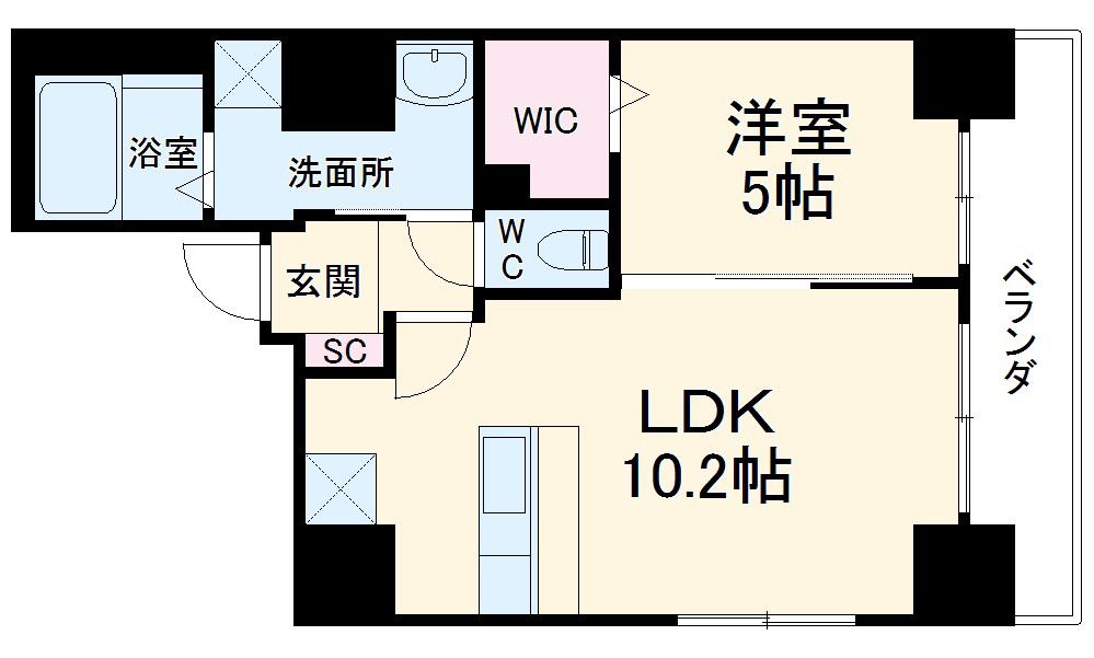 レジリア横浜(1LDK/1階)の間取り写真