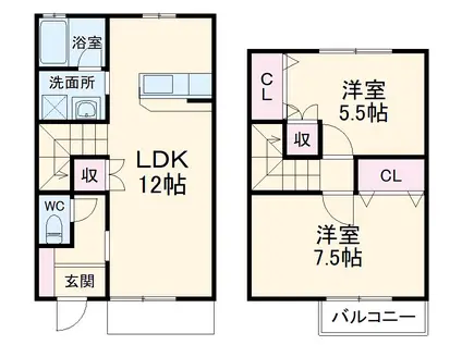 カーサ・ミツルギ(2LDK)の間取り写真