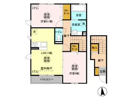 アクタス A(2LDK/2階)の間取り写真