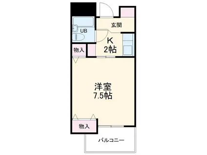 石橋パークヒルズ(1K/2階)の間取り写真