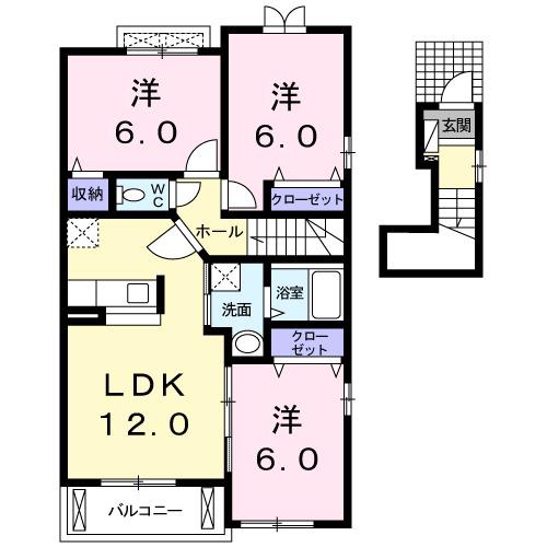 ソレイユ イースト(3LDK/2階)の間取り写真