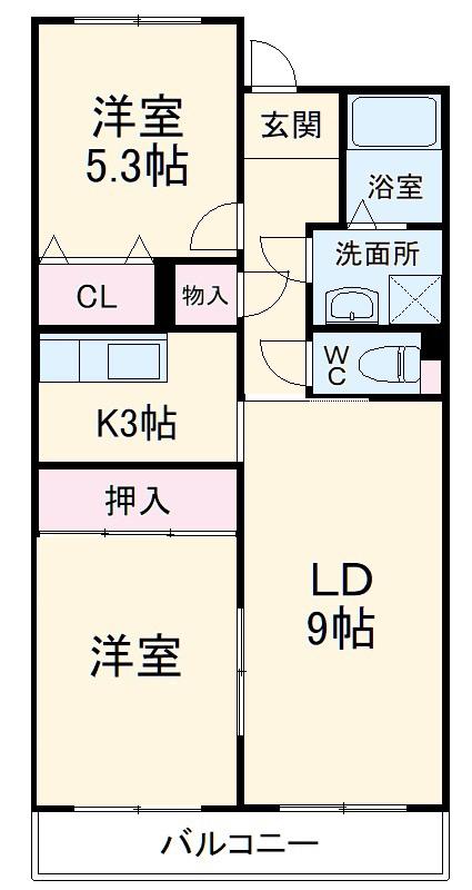 北川原ロビスト(2LDK/2階)の間取り写真