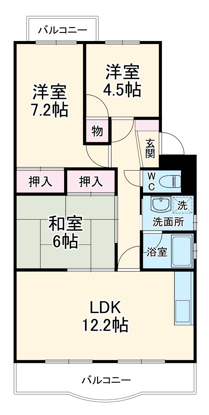 ベルクール(3LDK/1階)の間取り写真