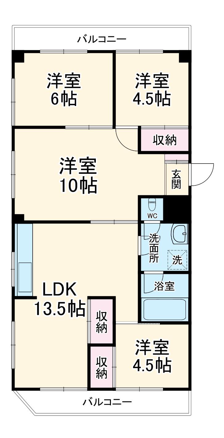 ロワール坂戸(4LDK/4階)の間取り写真