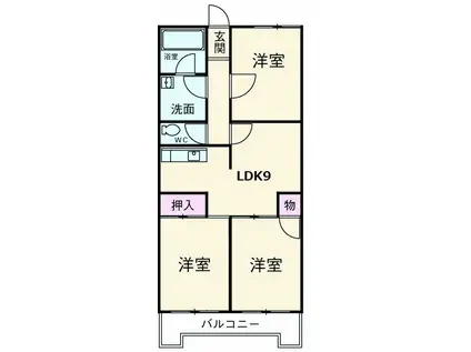 ロイヤルハイツ甲子A(3LDK/1階)の間取り写真