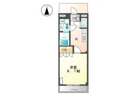 エルヴェ東小向Ⅰ(1K/2階)の間取り写真