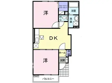 フォレストウイング・KⅡ(2DK/1階)の間取り写真