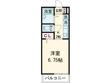 カーサホワイト(1K/2階)の間取り写真