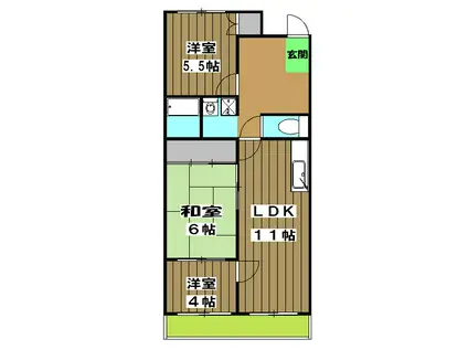ONマンション(3LDK/4階)の間取り写真
