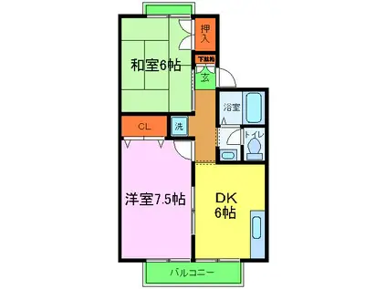 エステート93(2DK/1階)の間取り写真