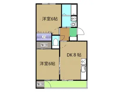 シャトレーヌ桂A棟(2DK/1階)の間取り写真