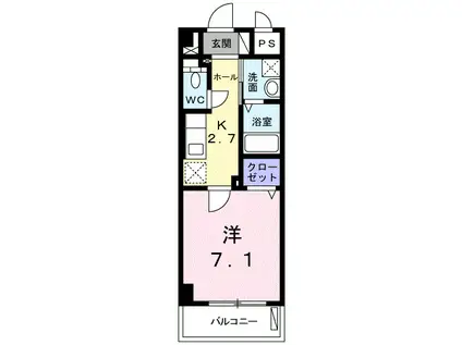 マンション嘉利吉 Ⅱ(1K/1階)の間取り写真