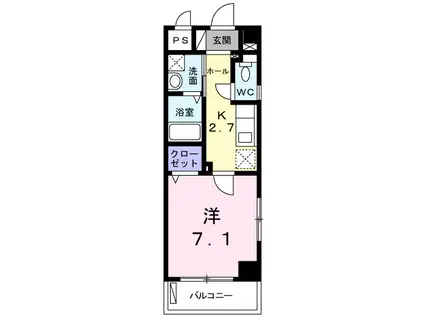 マンション嘉利吉 Ⅱ(1K/2階)の間取り写真