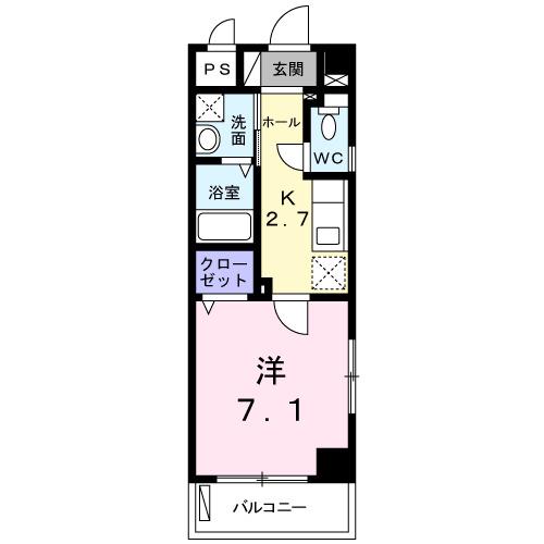 マンション嘉利吉 Ⅱ(1K/2階)の間取り写真