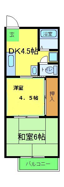 スイートム塚原(2DK/2階)の間取り写真