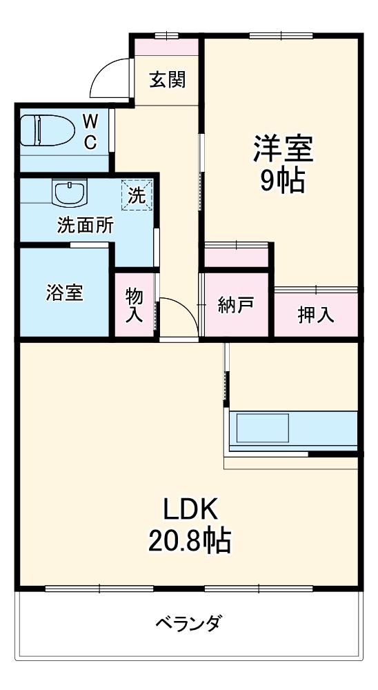 シエスタ海老塚(1LDK/3階)の間取り写真