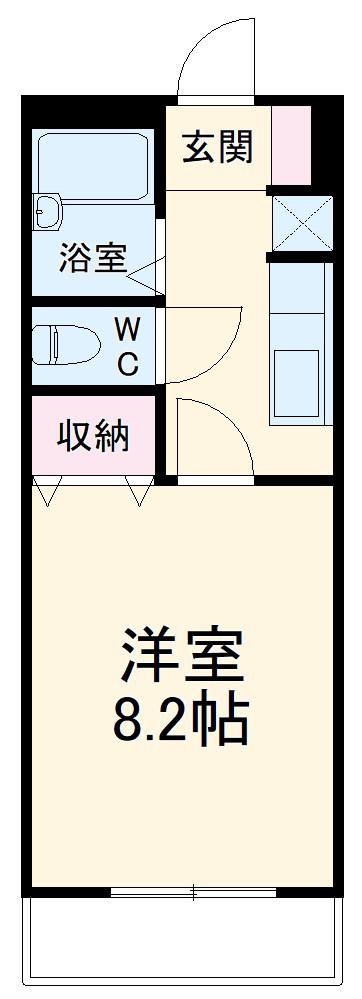 フェリスカーサ(1K/2階)の間取り写真