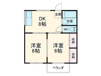 第一綾西ハイツ(2DK/1階)の間取り写真
