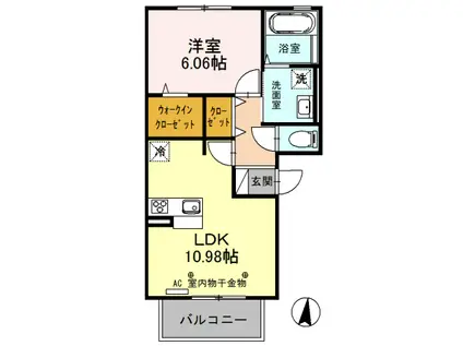 コスモスA(1LDK/3階)の間取り写真