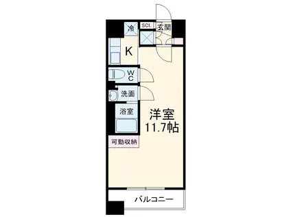 アクアタウンイーストⅠ(1K/6階)の間取り写真