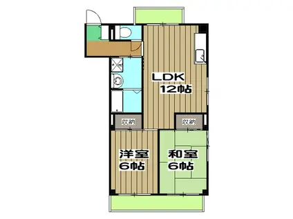 クレスト桂坂(2LDK/3階)の間取り写真