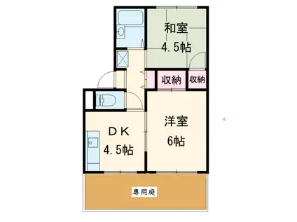 プレジール桂(2DK/1階)の間取り写真