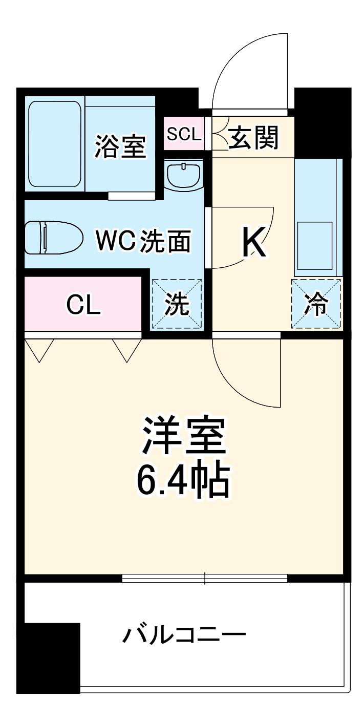 アクアタウンイーストⅠ(1K/8階)の間取り写真