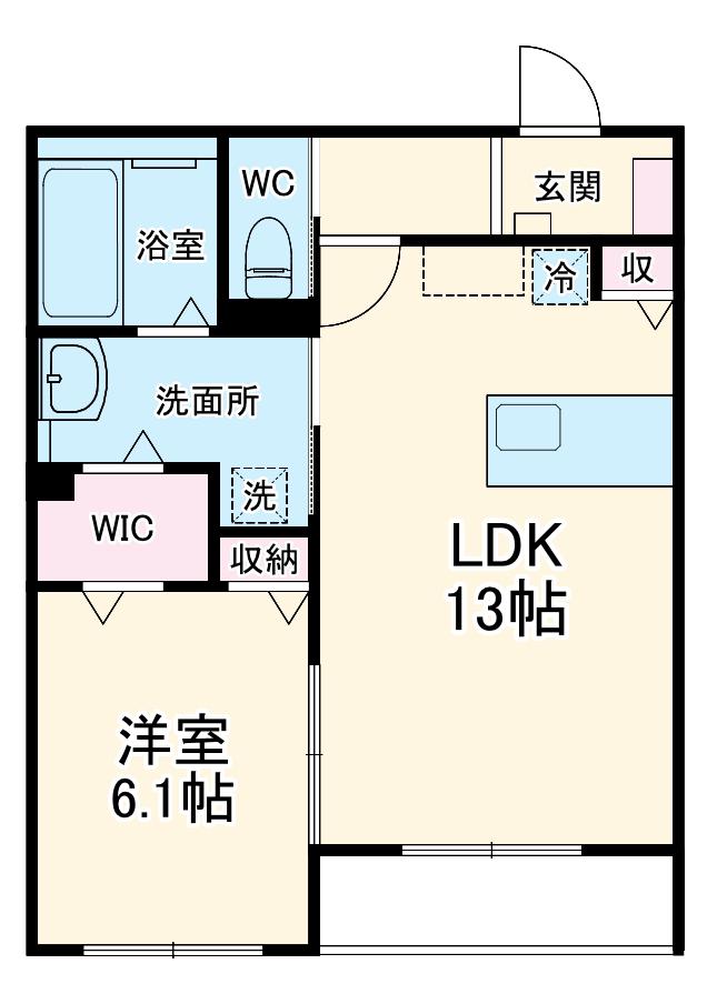 カトレア(1LDK/1階)の間取り写真