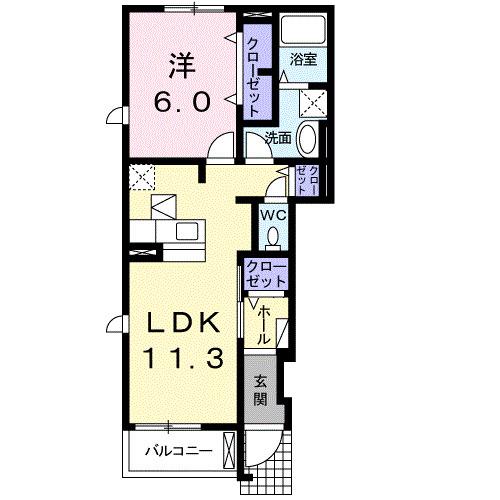 プリティー ハウス(1LDK/1階)の間取り写真