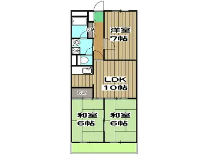 第2コーポ藤岡(3LDK/5階)の間取り写真