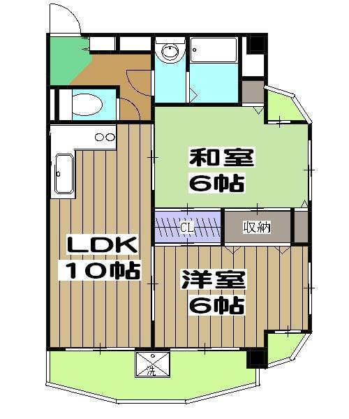 グレイパレスロックワン(2LDK/2階)の間取り写真
