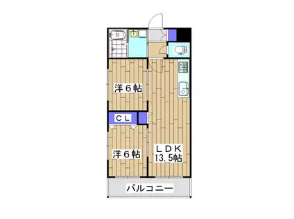 カサグランデ嵯峨野(2LDK/1階)の間取り写真