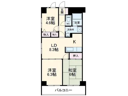 グランドゥール太秦(3LDK/7階)の間取り写真