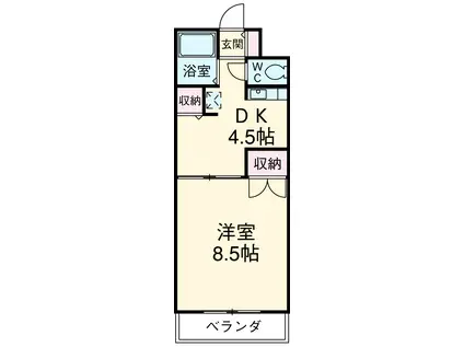 エスペランサ上島(1DK/3階)の間取り写真
