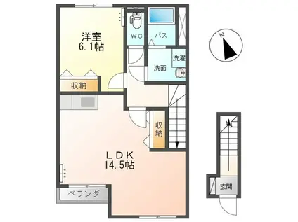 イーストパールⅡ(1LDK/2階)の間取り写真