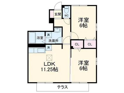 ワイズガーデンC(2LDK/1階)の間取り写真