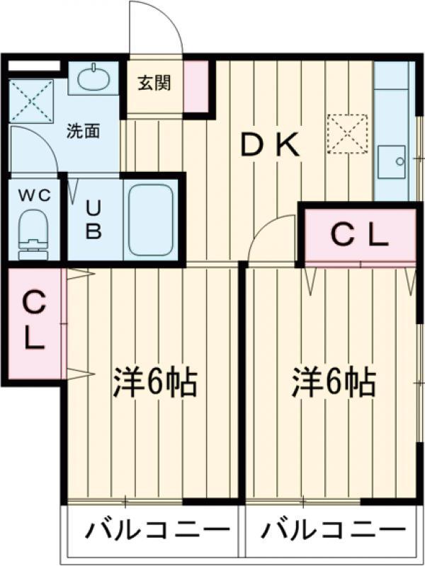 コーポ坂下(2DK/1階)の間取り写真