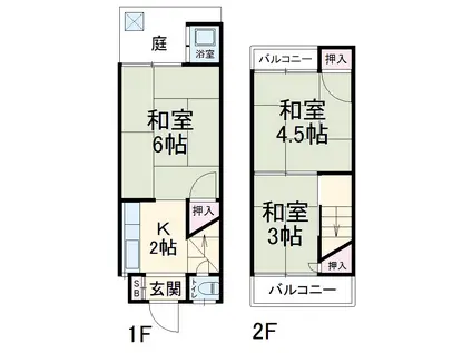 山田御道路町貸家(3K)の間取り写真