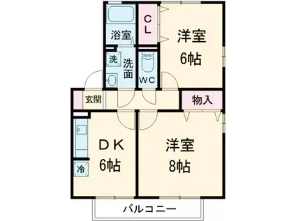 ラ・プランタン C棟(2DK/2階)の間取り写真