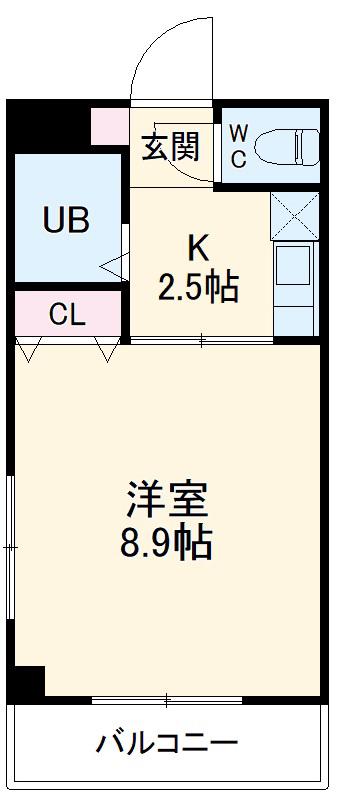 イシムラビル(1K/2階)の間取り写真