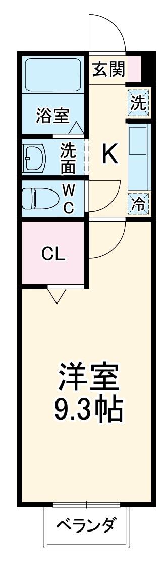 ヴィルヌーブ(1K/1階)の間取り写真