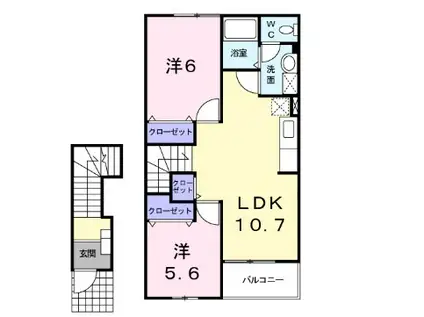 オーブ コリーヌ(2LDK/2階)の間取り写真