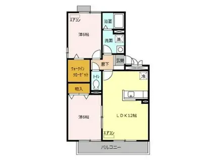 フェニックス小仙波B(2LDK/1階)の間取り写真