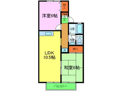 ウエストヴュー(2LDK/2階)の間取り写真