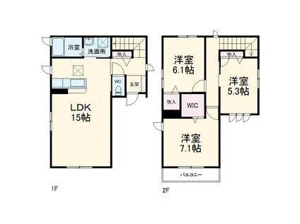 阪急電鉄京都線 洛西口駅 徒歩9分 2階建 築8年(3LDK)の間取り写真