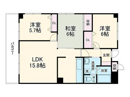 ライフ第5マンション大平台(3LDK/3階)の間取り写真