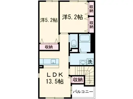 グランドパレス弐番館(2LDK/2階)の間取り写真