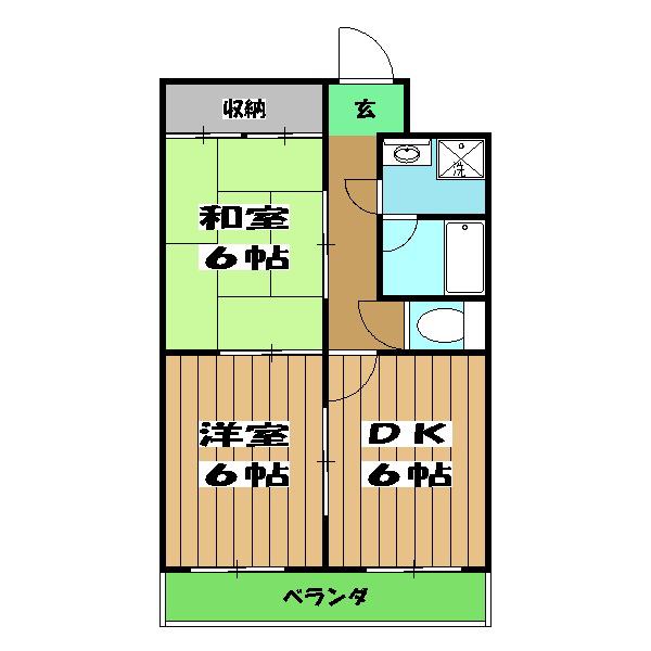 ラーク安田PARTⅢ(2DK/5階)の間取り写真